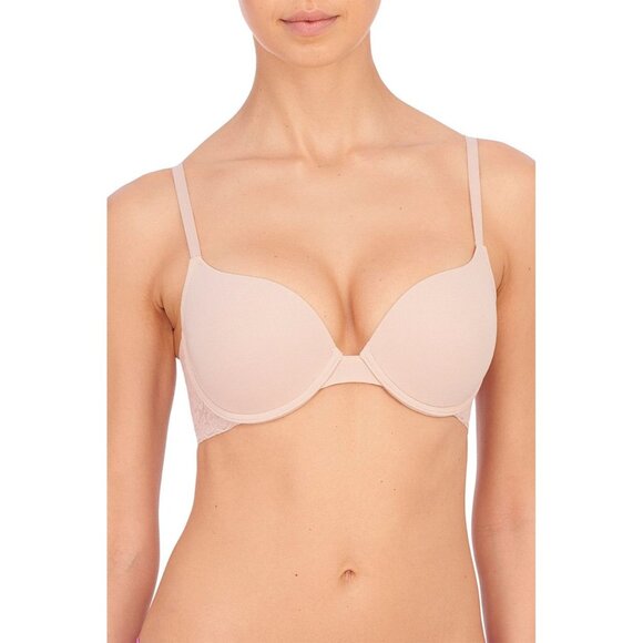🆕Natori Sheer Glamour Push-Up Underwire T-Shirt Bra 34B Beige #727252 - Picture 1 of 11